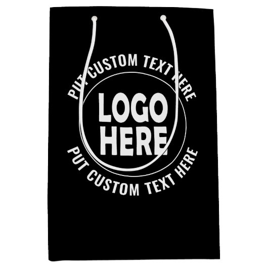 オリジナルロゴとテキストのビジネスプロモーション用メディアグッズ ミディアムペーパーバッグ (正面)