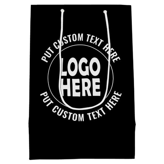 オリジナルロゴとテキストのビジネスプロモーション用メディアグッズ ミディアムペーパーバッグ (裏面)