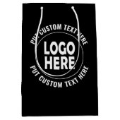 オリジナルロゴとテキストのビジネスプロモーション用メディアg ミディアムペーパーバッグ (正面)