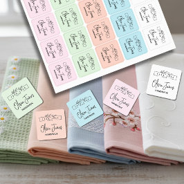 オリジナルロゴとテキストの四角い布製衣類 ラベル