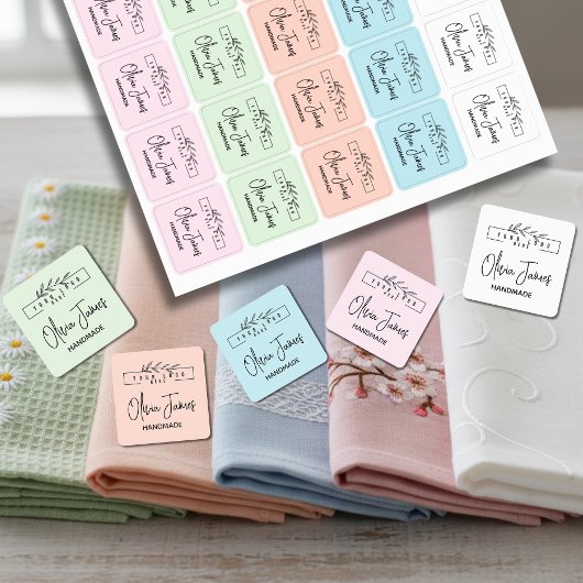 オリジナルロゴとテキストの四角い布製衣類 ラベル