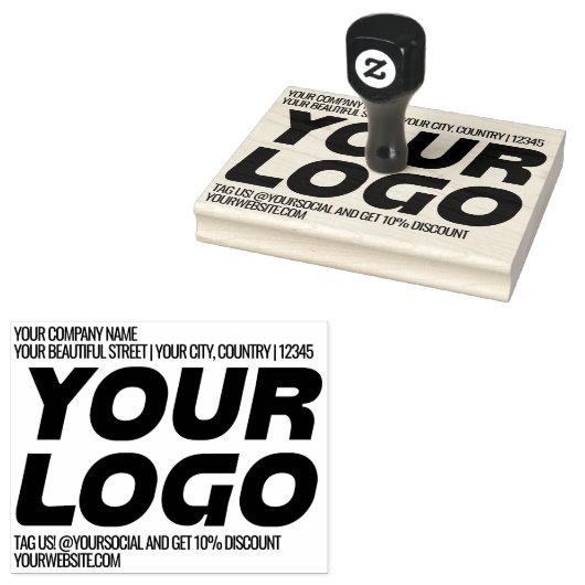 オリジナルロゴとテキストの大型返送先住所 ラバースタンプ (押印)