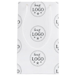 オリジナルロゴのクラシックホワイト小サイズギフトバッグ スモールペーパーバッグ