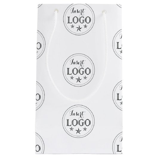 オリジナルロゴのクラシックホワイト小サイズギフトバッグ スモールペーパーバッグ (正面)