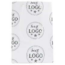 オリジナルロゴのクラシックホワイト ミディアムギフトバッグ