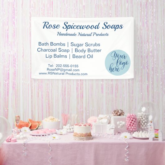 オリジナルロゴの手作りフェアブース 横断幕 (パーティー)