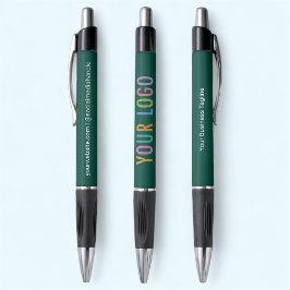 オリジナルロゴの緑色ボールペン（黒インク） ボールペン