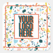 オリジナルロゴステッカー カラフルな斑点付き スクエアシール (正面)