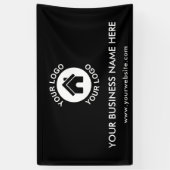 オリジナルロゴテキストプロモーションブラックバナー 横断幕 (縦)