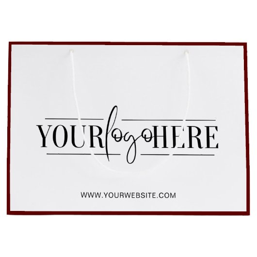 オリジナルロゴプリントのブティック衣類ショッピングバッグ ラージペーパーバッグ (正面)