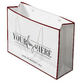 オリジナルロゴプリントのブティック衣類ショッピングバッグ ラージペーパーバッグ (正面アングル)