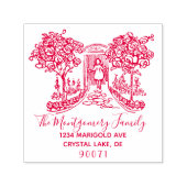 オリジナルロゴ エレガント ファミリー ネーム 返送先住所 セルフインキングスタンプ (デザイン)