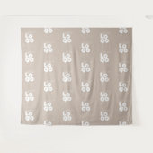 オリジナルロゴ ステップアンドリピート グレージュ フォトバックドロップ タペストリー (正面(横))