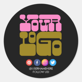 オリジナルロゴ ソーシャルメディア ラウンドステッカー - ビジネス ラウンドシール