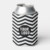 オリジナルロゴ ブラック＆ホワイト チェック ブランド 缶クーラー (缶正面)