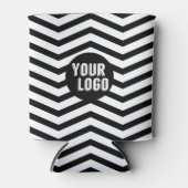 オリジナルロゴ ブラック＆ホワイト チェック ブランド 缶クーラー (正面)