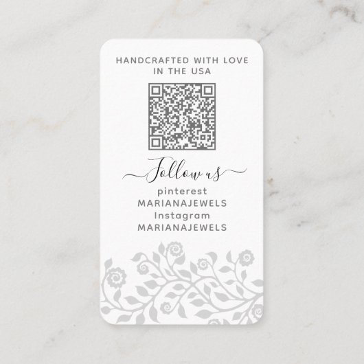 オリジナルロゴ&QRコード 白いイヤリング ディスカード 名刺 (裏面)