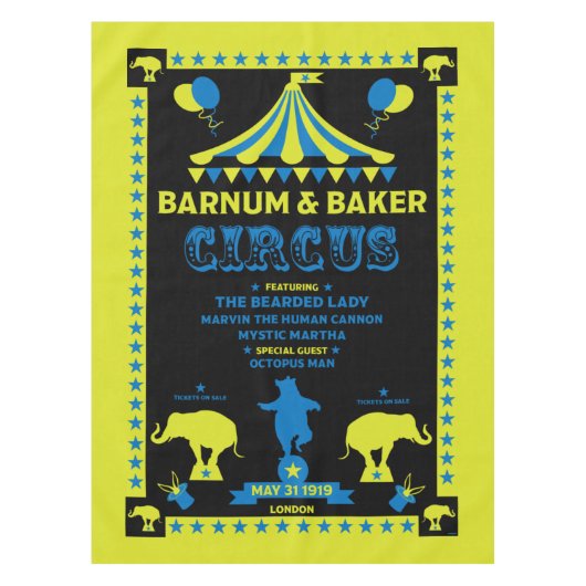 オリジナルヴィンテインスパイアージサーカスアート テーブルクロス (正面)