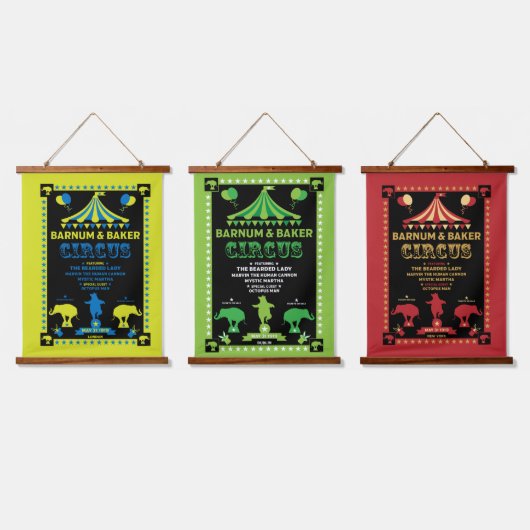 オリジナルヴィンテインスパイアージサーカスアート 吊り下げ型タペストリー (トリプル)