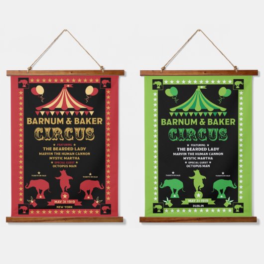 オリジナルヴィンテインスパイアージサーカスTシャツ 吊り下げ型タペストリー (ダブル)