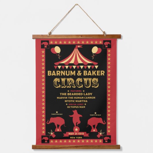 オリジナルヴィンテインスパイアージサーカスTシャツ 吊り下げ型タペストリー (正面)