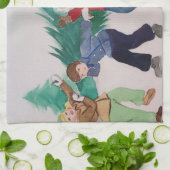 オリジナルヴィンテージクリスマスアートティータオル キッチンタオル (折り畳み)