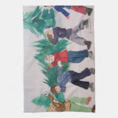 オリジナルヴィンテージクリスマスアートティータオル キッチンタオル (縦)