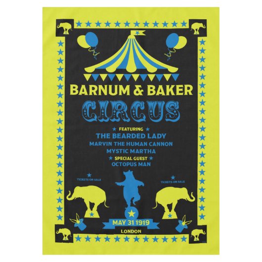 オリジナルヴィンテージズインスパイアサーカスアートテーブルクロス テーブルクロス (正面)