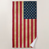 オリジナルヴィンテージ愛国米国国旗 ビーチタオル (正面)