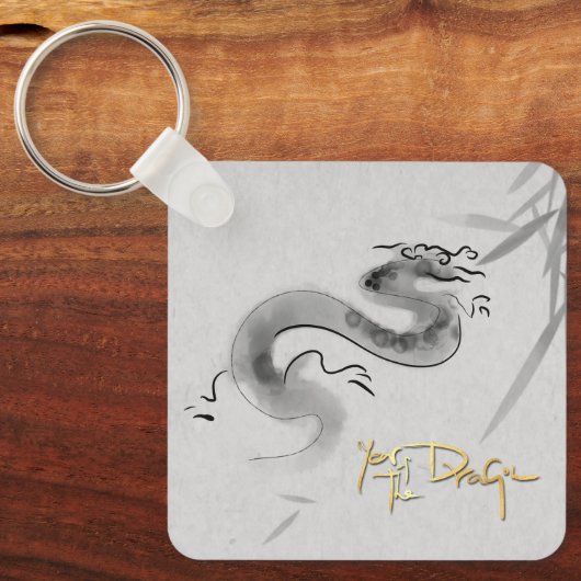 オリジナル中国のドラゴンイヤーモノグラムスクエク キーホルダー (正面)