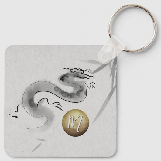 オリジナル中国のドラゴンイヤーモノグラムスクエク キーホルダー (裏面)