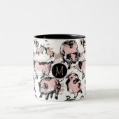 オリジナル中国のピグイヤー〔占星術の〕十二宮図誕生モノグラムM ツートーンマグカップ (中央)