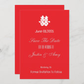 オリジナル中華風ウェディングフラット 保存日 招待状 (正面/裏面)