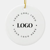 オリジナル丸型サークルビジネスロゴ ホワイトクリスマス セラミックオーナメント (正面)