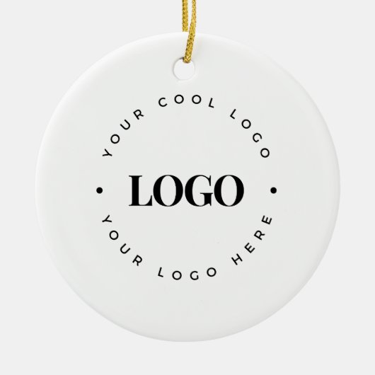 オリジナル丸型サークルビジネスロゴ ホワイトクリスマス セラミックオーナメント (正面)