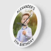 オリジナル丸型ファミリーバースデー写真 ラージ壁時計 (傾斜)