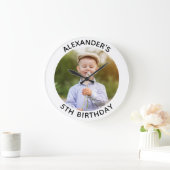 オリジナル丸型ファミリーバースデー写真 ラージ壁時計 (ホーム)