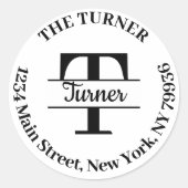 オリジナル丸型返信住所モノグラムを作成 ラウンドシール (正面)