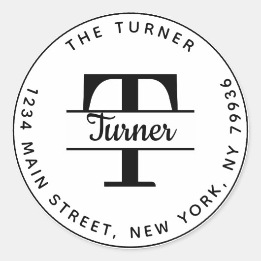 オリジナル丸型返信住所モノグラムを作成 ラウンドシール (正面)