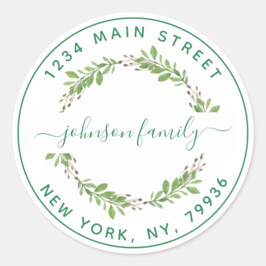 オリジナル丸型返信住所ラベルを作成 ラウンドシール (正面)