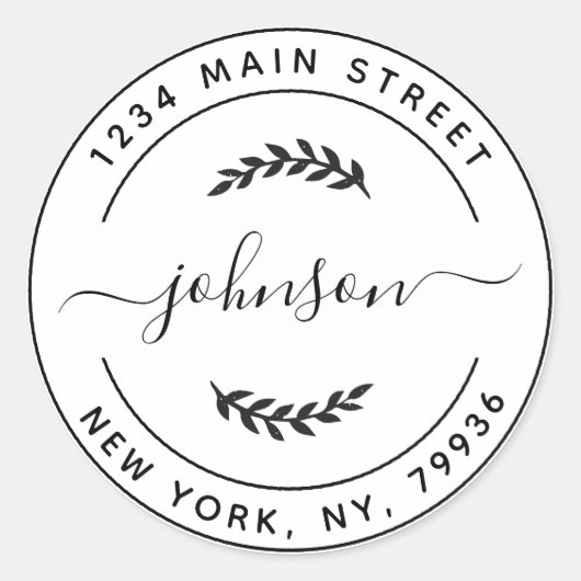 オリジナル丸型返信住所ラベル ラウンドシール (正面)