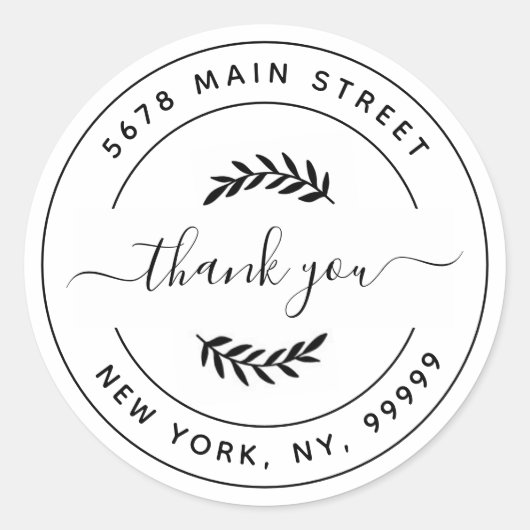 オリジナル丸型返信住所 クラシック丸型 ラウンドシール (正面)