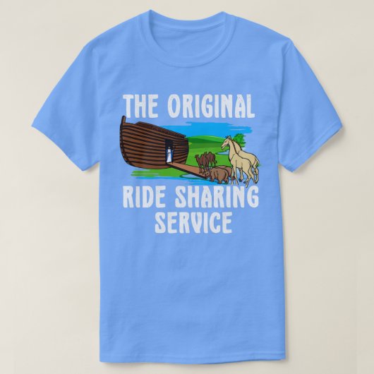オリジナル乗りノアを彼の箱舟キリストに分けおもしろいて Tシャツ (デザイン正面)