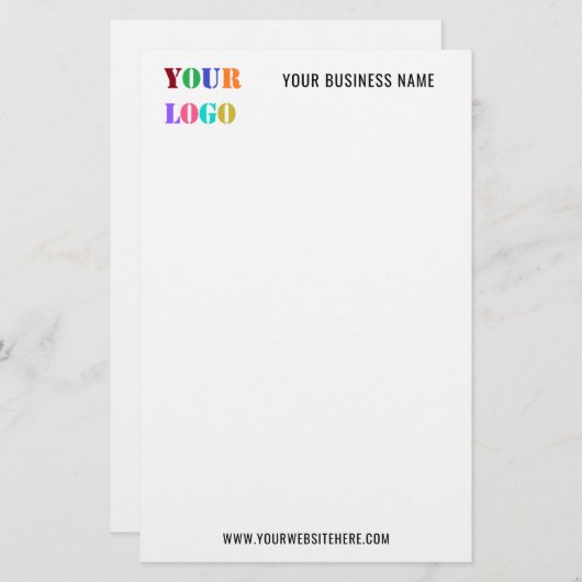 オリジナル企業ロゴとテキストのビジネスステーショナリー 便箋 (正面/裏面)