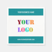 オリジナル企業ロゴとテキストの業務用ナプキン スタンダードカクテルナプキン (正面)