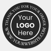オリジナル企業ロゴ ブラック サンクスステッカー ラウンドシール (正面)