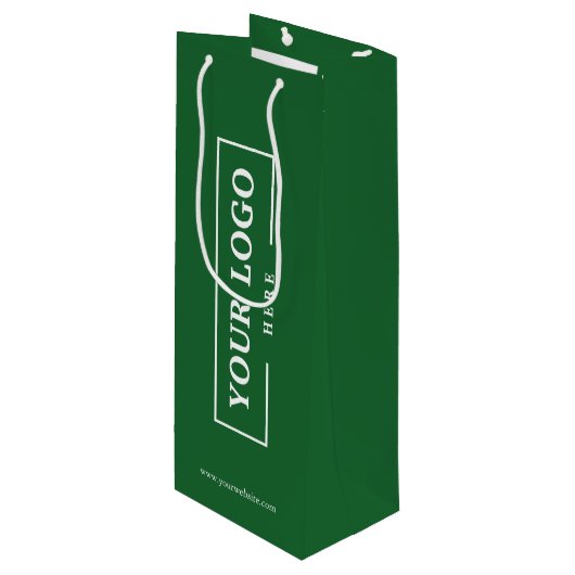 オリジナル企業ロゴ 緑色 プロモーション業務用紙袋 ワインギフトバッグ (正面アングル)