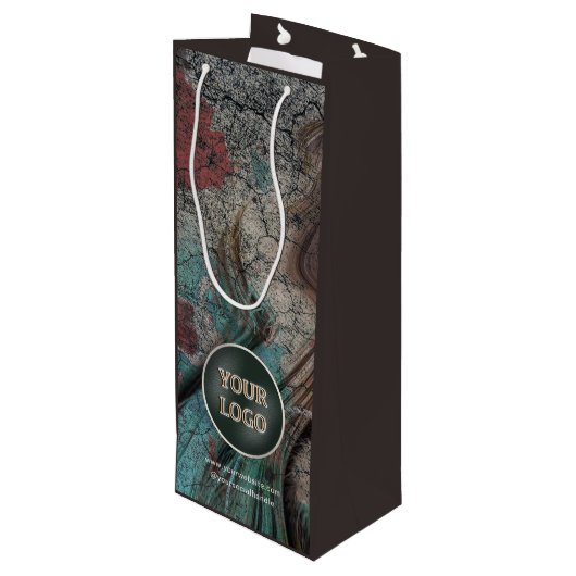 オリジナル企業ロゴ | 自社ブランドパッケージング ワインギフトバッグ (裏面アングル)