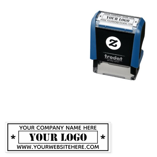オリジナル会社ロゴとテキストのセルフインキングスタンプ セルフインキングスタンプ (インサイチュ)