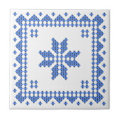 オリジナル伝統的ブルーのクロスステッチ タイル (正面)
